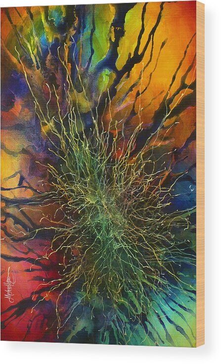 Abstract Wood Print featuring the painting ' Utopia' by Michael Lang