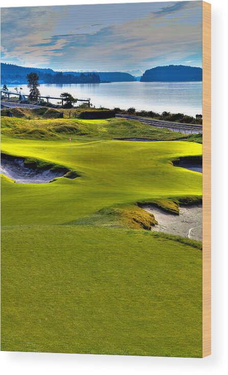 Chambers Bay Golf Course Wood Print featuring the photograph #17 at Chambers Bay Golf Course - Location of the 2015 U.S. Open Championship #1 by David Patterson