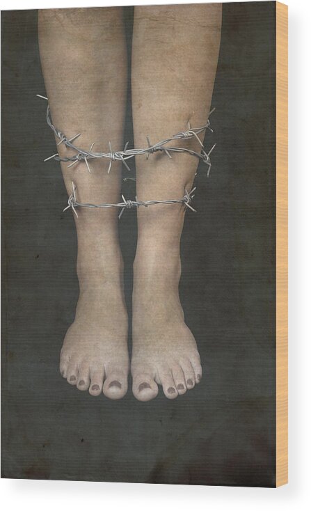 Girl Wood Print featuring the photograph Barbed Wire #1 by Joana Kruse