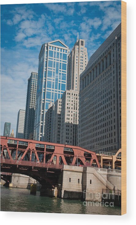 Chicago Downtown Wood Print featuring the photograph Bridge over the Chicago River by Dejan Jovanovic