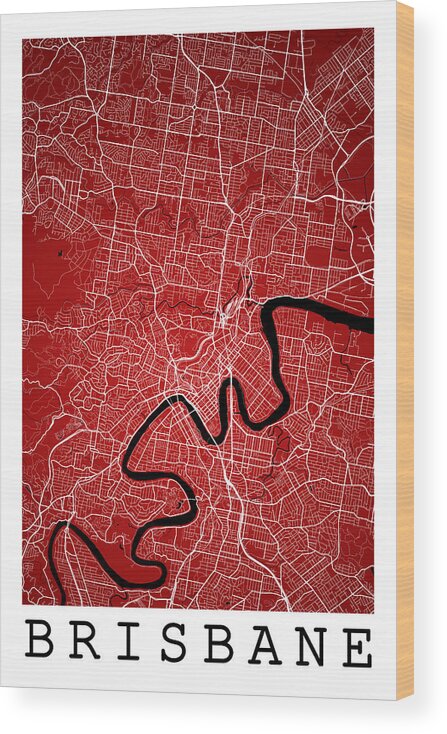 Road Map Wood Print featuring the digital art Brisbane Street Map - Brisbane Australia Road Map Art on Colored #1 by Jurq Studio