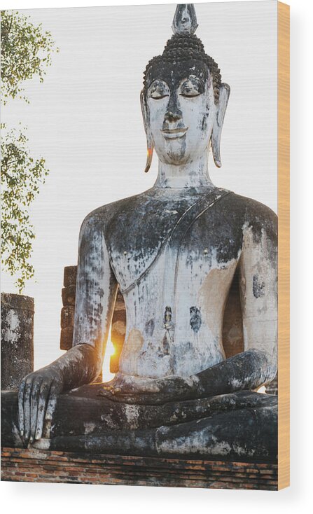 Statue Wood Print featuring the photograph Buddha Statue In Sukhothai, Thailand #1 by Deimagine