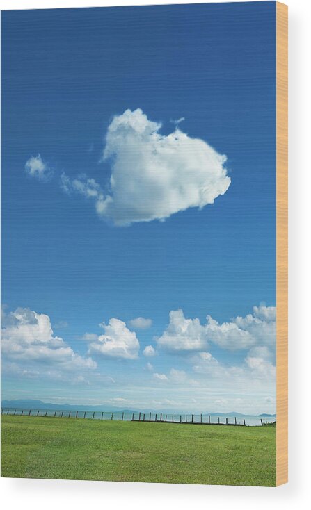 Scenics Wood Print featuring the photograph Clouds Forming Heart In Sky #1 by Yuji Sakai