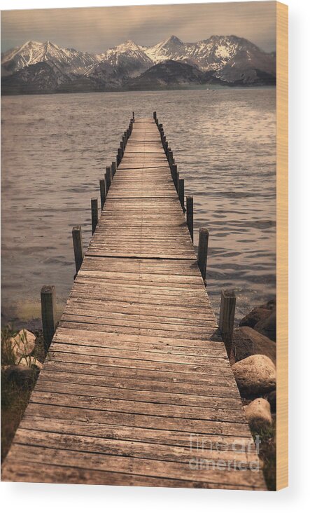 Dock Wood Print featuring the photograph Dock on Mountain Lake #1 by Jill Battaglia