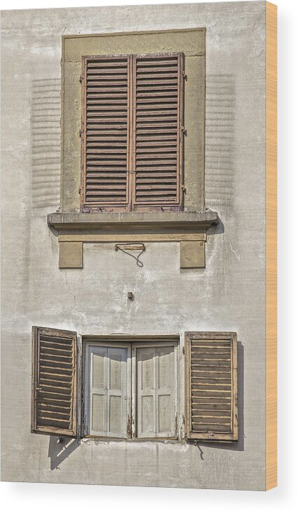 Tuscany Wood Print featuring the photograph Dueling Windows of Tuscany by David Letts