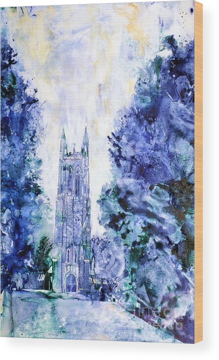 Watecolor Wood Print featuring the painting Duke Chapel by Ryan Fox