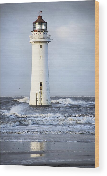 Storm Wood Print featuring the photograph Fort Perch Lighthouse by Spikey Mouse Photography