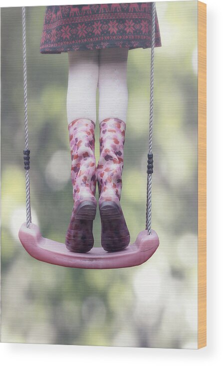 Girl Wood Print featuring the photograph Girl Swinging #1 by Joana Kruse
