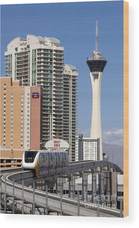Stratosphere Wood Print featuring the photograph Las Vegas Monorail #1 by Anthony Totah