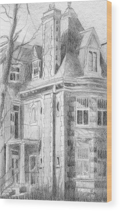 Architectural Portrait Wood Print featuring the drawing Park Avenue Montreal Study #1 by Duane Gordon