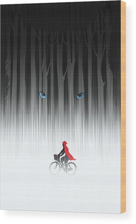 Bicycle Wood Print featuring the painting Red Riding Hood by Sassan Filsoof