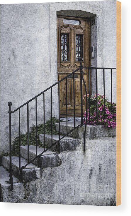 Leysin Wood Print featuring the photograph Swiss Front Porch #2 by Timothy Hacker