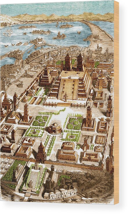 History Wood Print featuring the photograph Tenochtitlan, Aztec City-state #1 by Science Source