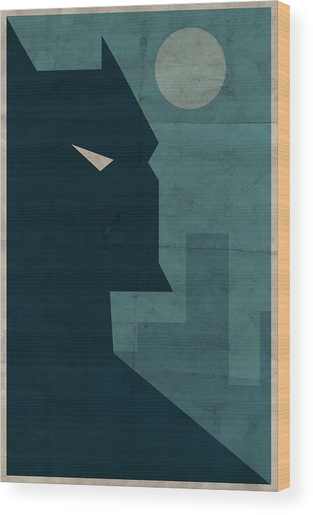 Bat Wood Print featuring the digital art The Dark Knight by Michael Myers