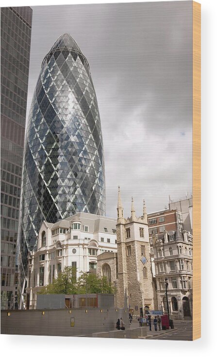 Artistic Wood Print featuring the photograph The Gherkin #1 by Gouzel -