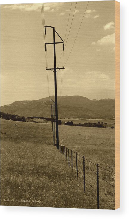 Telephone Pole Wood Print featuring the photograph Western Bell by Amanda Smith