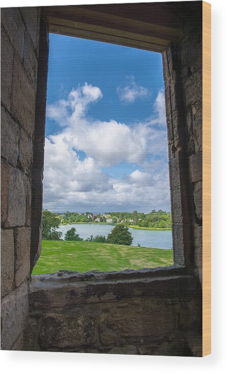 Scotland Wood Print featuring the photograph Window in Linlithgow Palace with view to a beautiful scottish landscape by Andreas Berthold