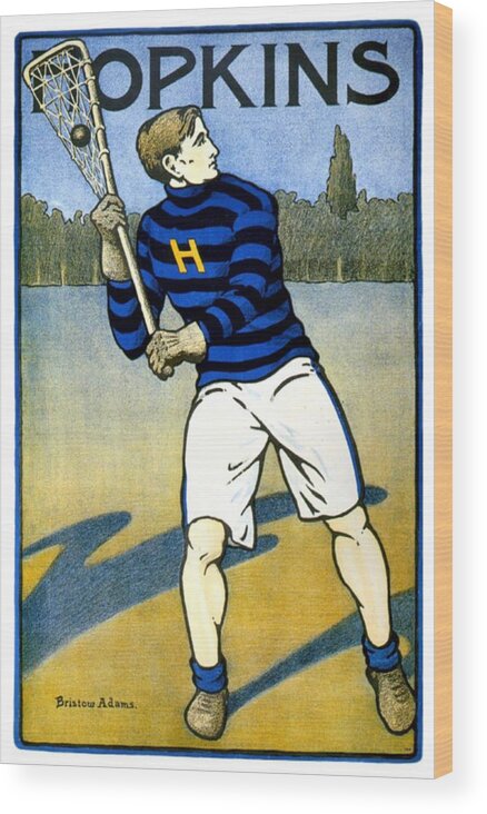 1901 Wood Print featuring the digital art 1905 - Johns Hopkins University Lacrosse Poster - Color by John Madison