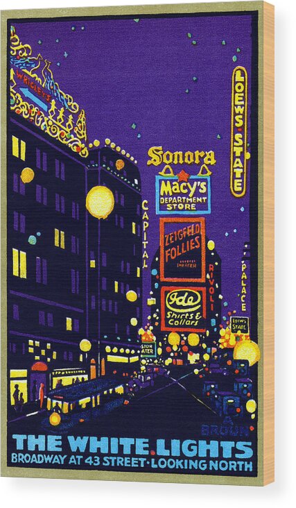 New York Wood Print featuring the painting 1925 New York City at Night by Historic Image