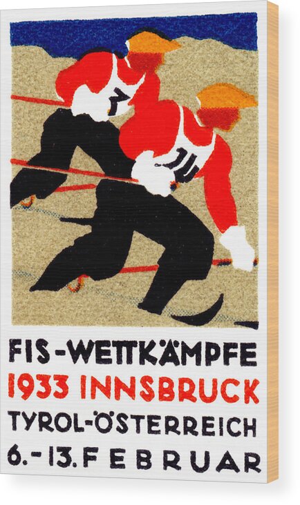 Historicimage Wood Print featuring the painting 1933 Austrian Ski Race Poster by Historic Image