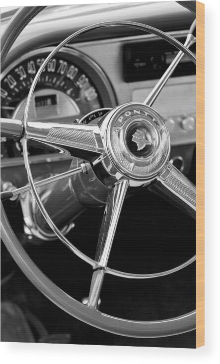 1953 Pontiac Wood Print featuring the photograph 1953 Pontiac Steering Wheel 2 by Jill Reger