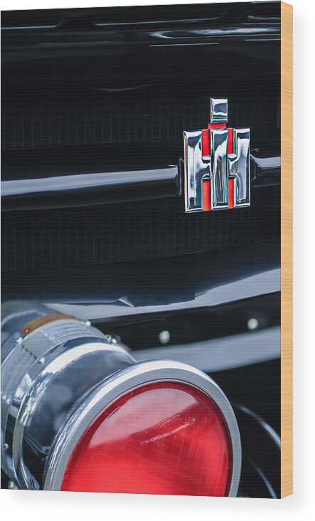 1954 International Harvester R140 Woody Grille Emblem Wood Print featuring the photograph 1954 International Harvester R140 Woody Grille Emblem by Jill Reger