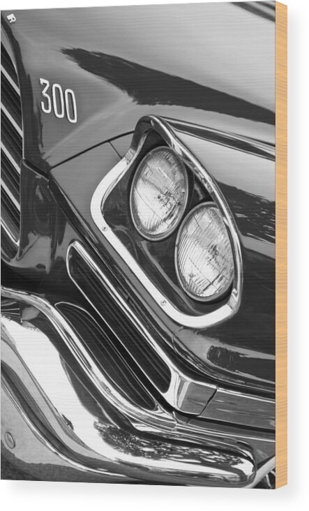 1959 Chrysler 300 Hood Emblem Wood Print featuring the photograph 1959 Chrysler 300 Hood Emblem by Jill Reger