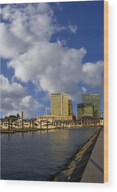 Baltimore Wood Print featuring the photograph Baltimore Inner Harbor Skyline Marina #2 by Susan Candelario