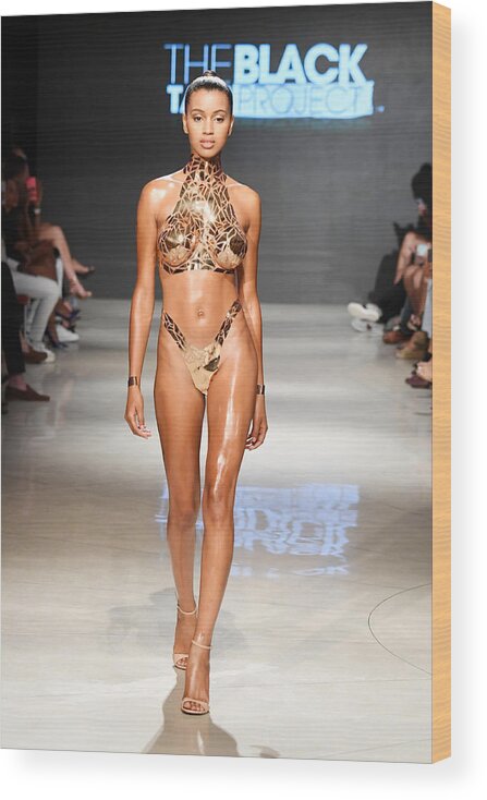 Fashion Model Wood Print featuring the photograph Black Tape Project At Miami Swim Week Powered By Art Hearts Fashion Swim/Resort 2018/19 #2 by Arun Nevader