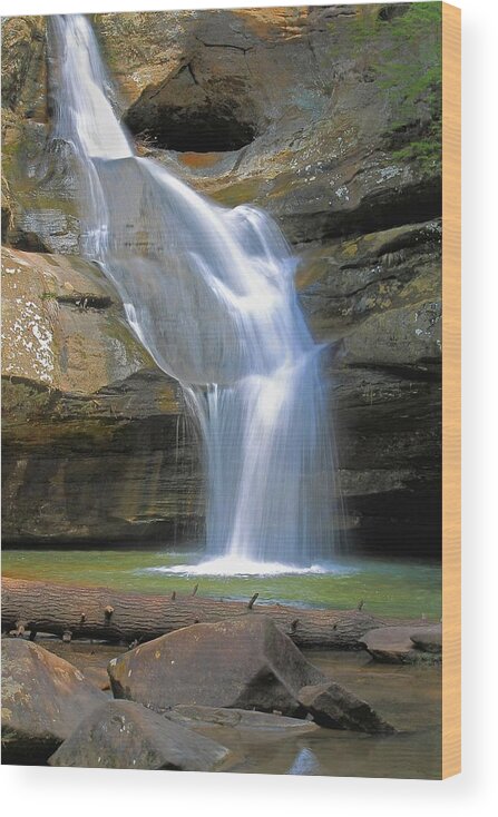 Waterfall Wood Print featuring the photograph Cedar Falls Landscape by Angela Murdock