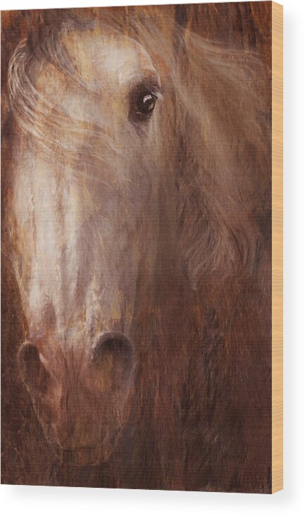 Digital Equine Art Wood Print featuring the photograph Fire and Ice #2 by Melinda Hughes-Berland