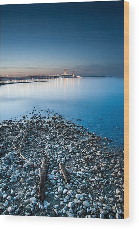 Michigan Wood Print featuring the photograph Mackinac Bridge #2 by Larry Carr