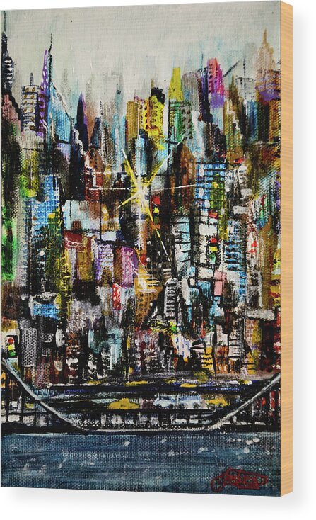 Jack Diamond Wood Print featuring the painting Manhattan Morning #2 by Jack Diamond