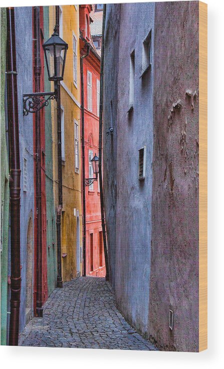 Cheb Wood Print featuring the photograph Medieval Alley by Shirley Radabaugh