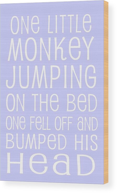 Baby Wood Print featuring the digital art Monkey Jumping On The Bed #2 by Jaime Friedman