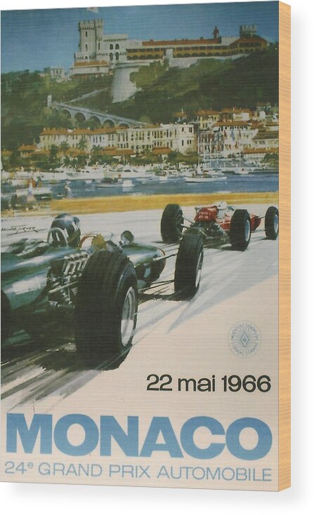 Monaco Grand Prix Wood Print featuring the digital art 24th Monaco Grand Prix 1966 by Georgia Fowler