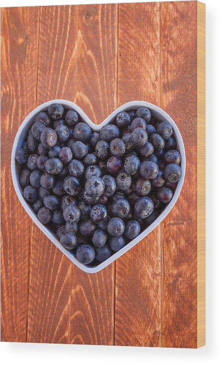 Agriculture Wood Print featuring the photograph Fresh picked organic blueberries #3 by Teri Virbickis