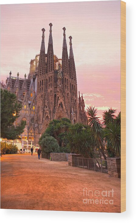 Architecture Wood Print featuring the photograph La Sagrada Familia - Barcelona #3 by Luciano Mortula