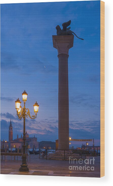 Blue Hour Wood Print featuring the photograph St Mark's square #3 by Mats Silvan