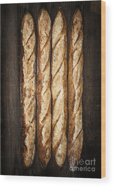 Bread Wood Print featuring the photograph Baguettes 3 by Elena Elisseeva