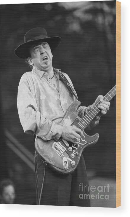 Blues Guitarist Wood Print featuring the photograph Stevie Ray Vaughan #3 by Concert Photos