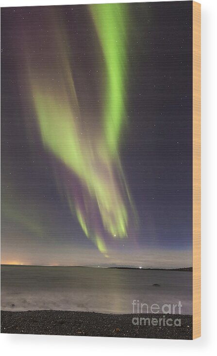 Northern Wood Print featuring the photograph Northern Lights Iceland #9 by Gunnar Orn Arnason