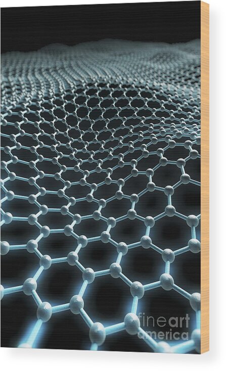 Carbon Atom Wood Print featuring the photograph Graphene Structure #9 by Science Picture Co
