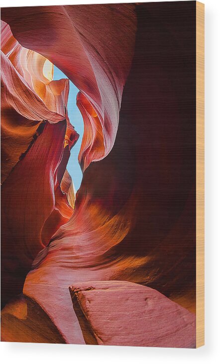 Antelope Canyon Wood Print featuring the photograph A Crack in the Sky by Jason Chu