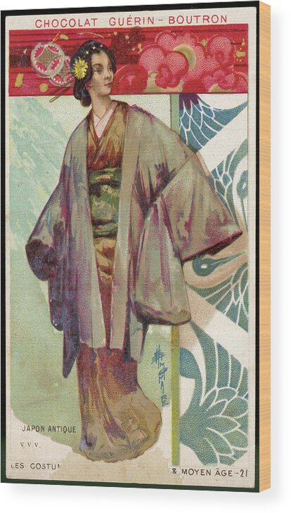 Costume Wood Print featuring the drawing A Japanese Woman In Traditional Dress by Mary Evans Picture Library