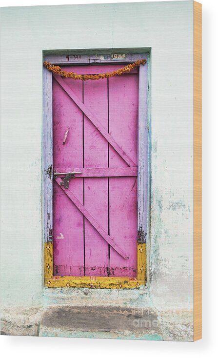 Old Wood Print featuring the photograph A Pink Door by Tim Gainey