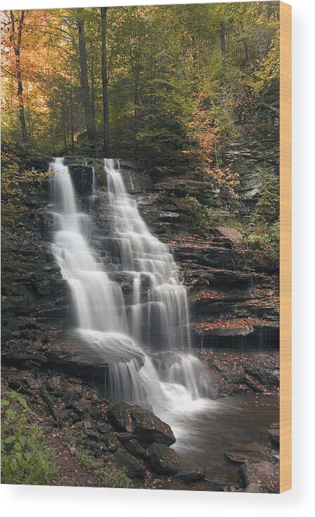 Erie Falls Wood Print featuring the photograph A Touch of Autumn at Erie Falls by Gene Walls