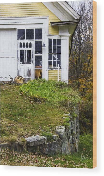 Abandoned Wood Print featuring the photograph Abandoned Farm Storefront in Autumn by Betty Denise