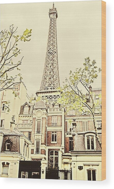Eiffel Tower Wood Print featuring the photograph Above the Rooftops by Jenny Hudson