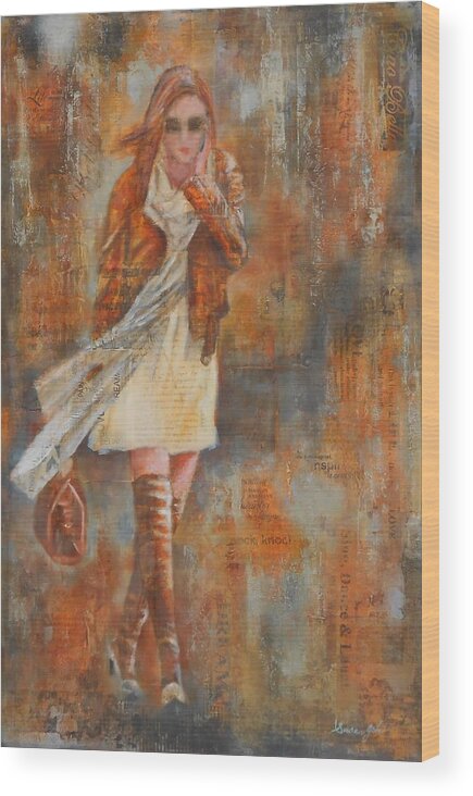 Girl Wood Print featuring the painting Abstract 10 by Susan Goh